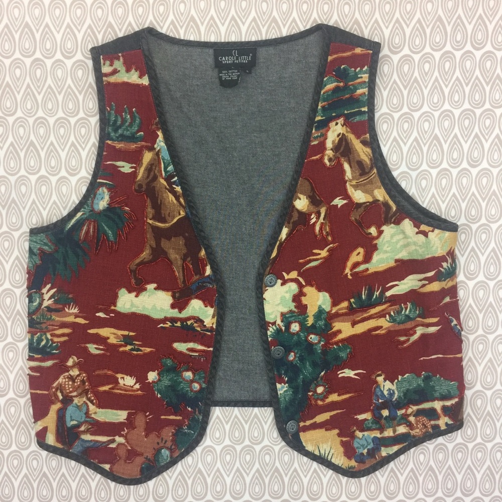 VTG Carole Little Petite Beaded Vest Size L D73